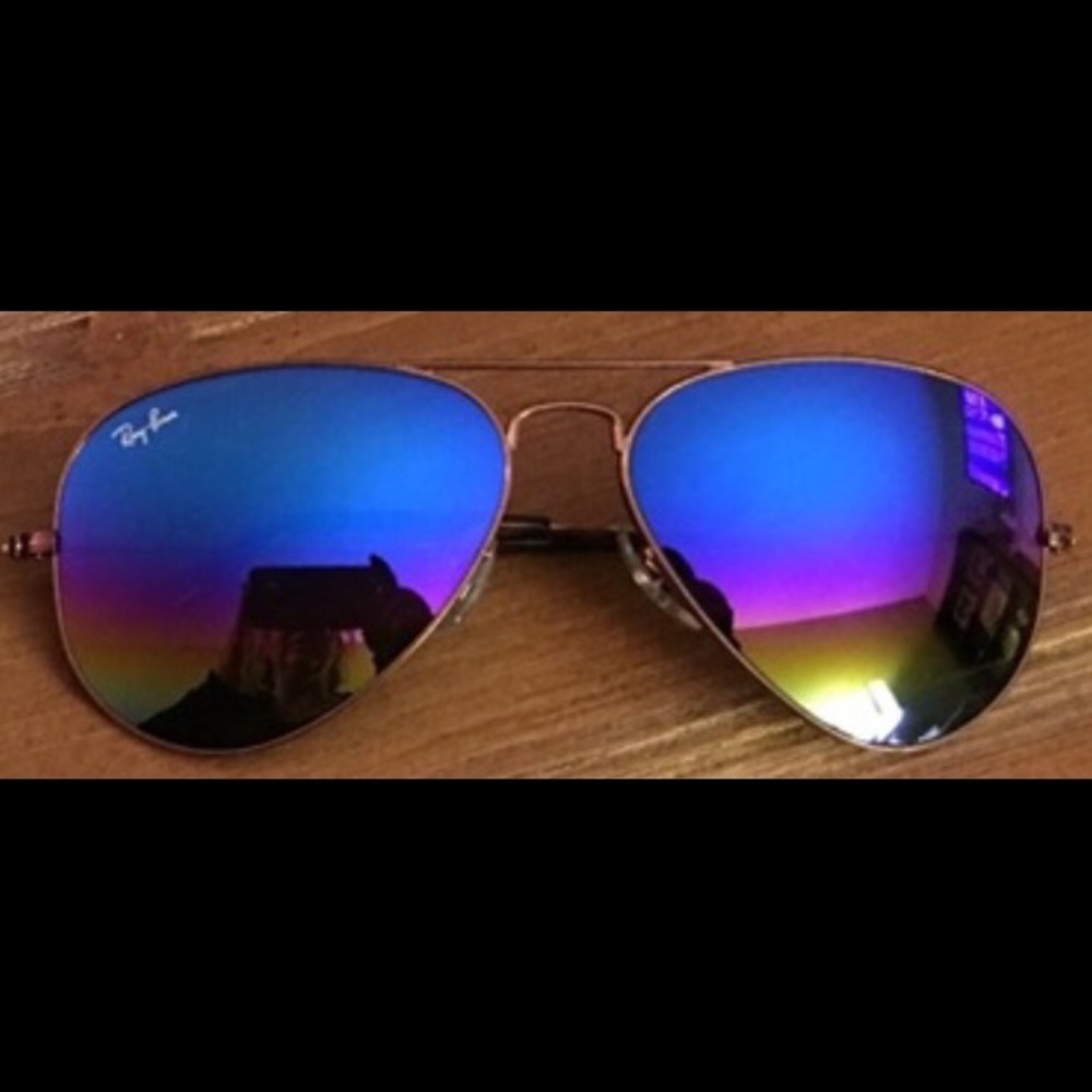 RAY-BAN 🌈 AVIATOR RAINBOW METAL MIRROR SUNGLASSES - Picture 8 of 8